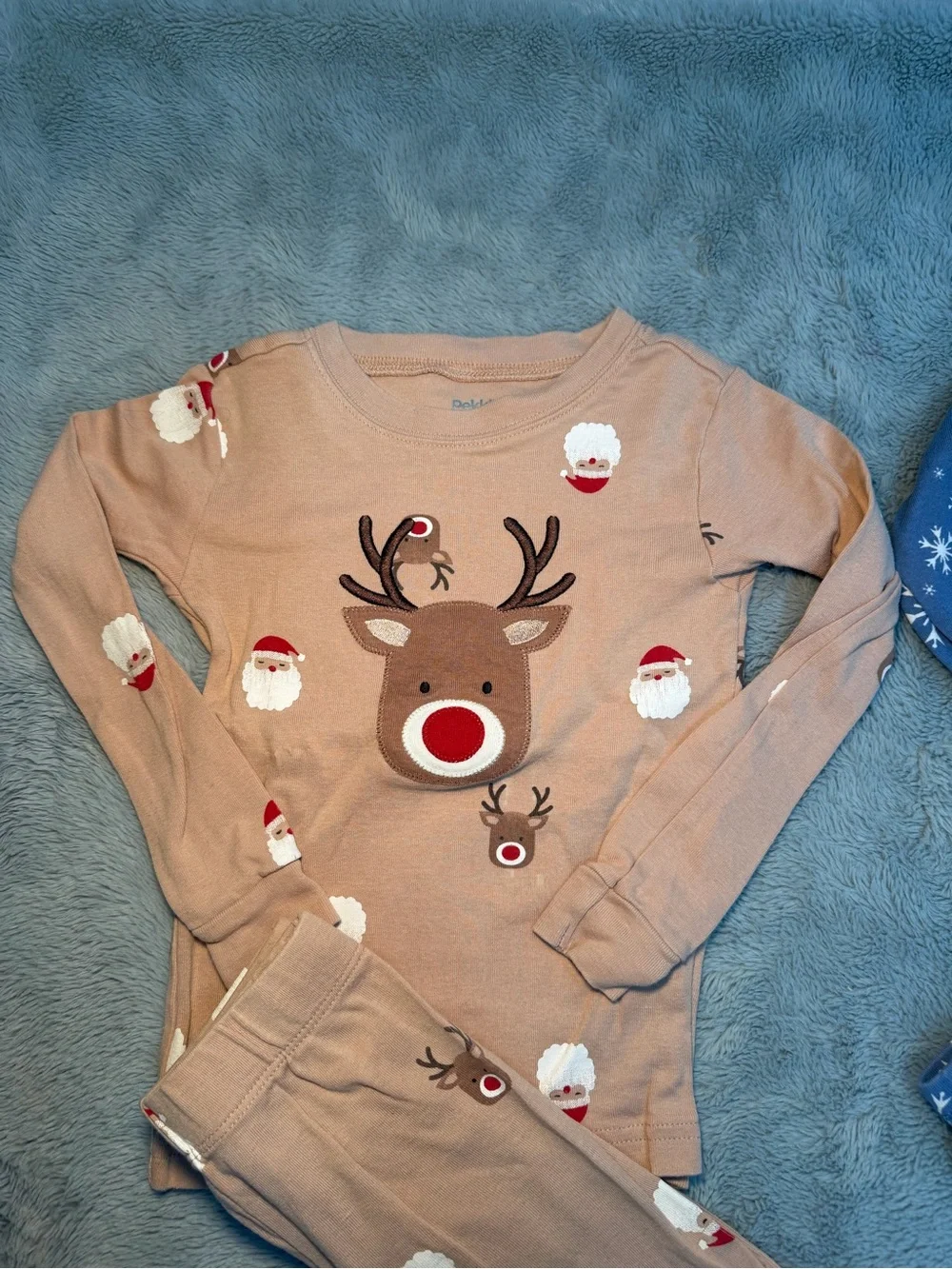 GAP Kids Holiday Reindeer & Snowflake Pajama Set - Peach & Blue